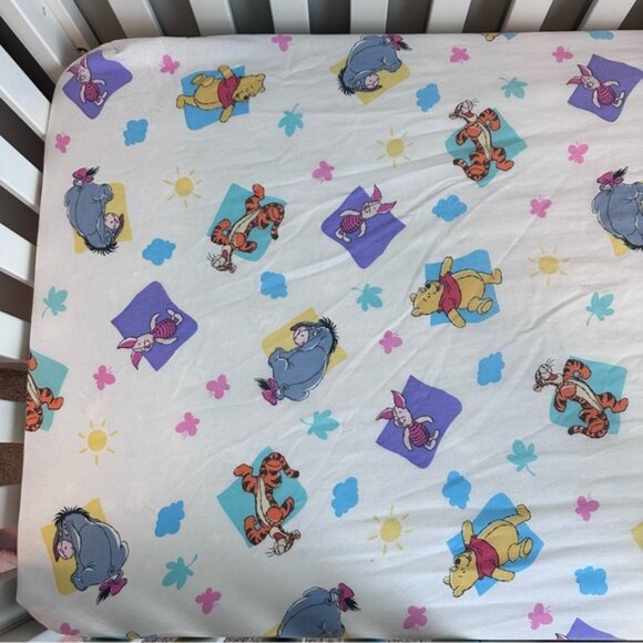 Disney | Vintage Winnie The Pooh Crib Sheet and Reversible Tigger Pillow Case - Picture 4 of 10